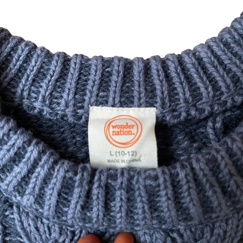 Wonder Nation Blue‎ Cable Knit Sweater Sz. 10-12 NWOT